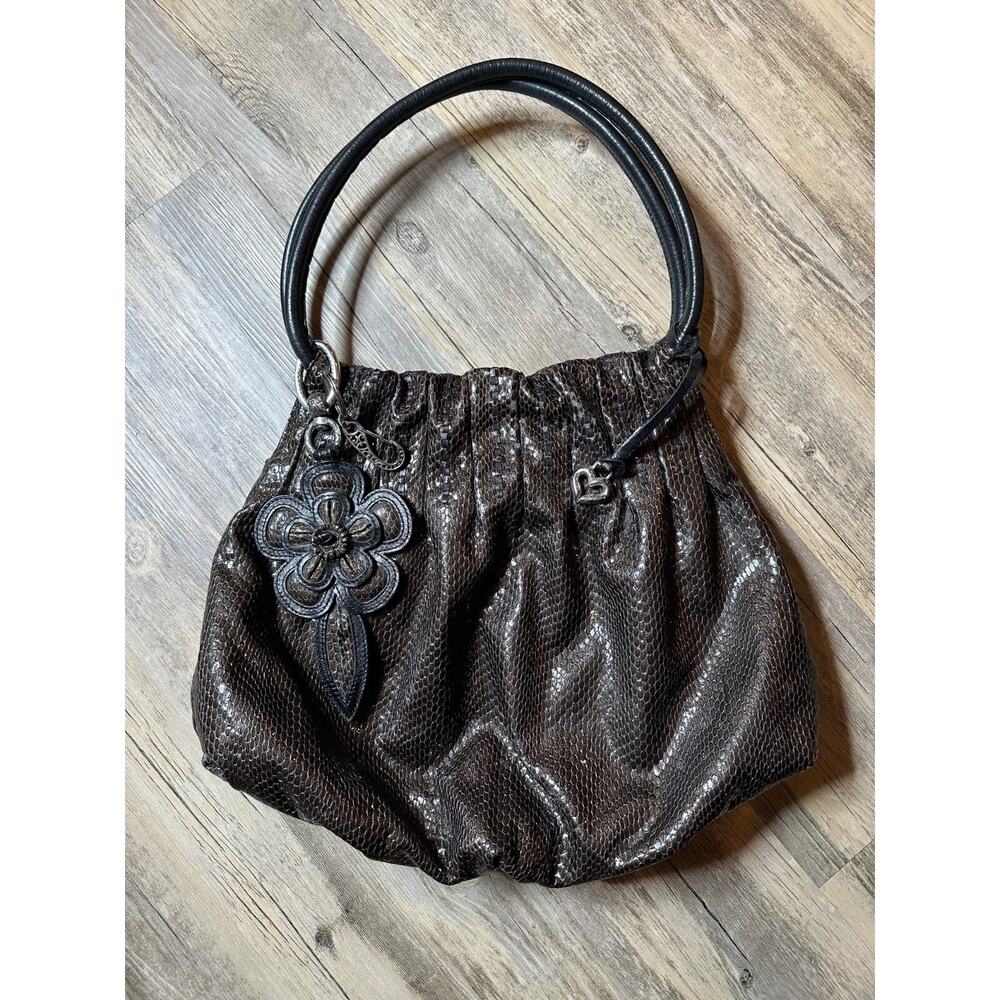 Brighton Breelan Python Snake Embossed Leather Ha… - image 1